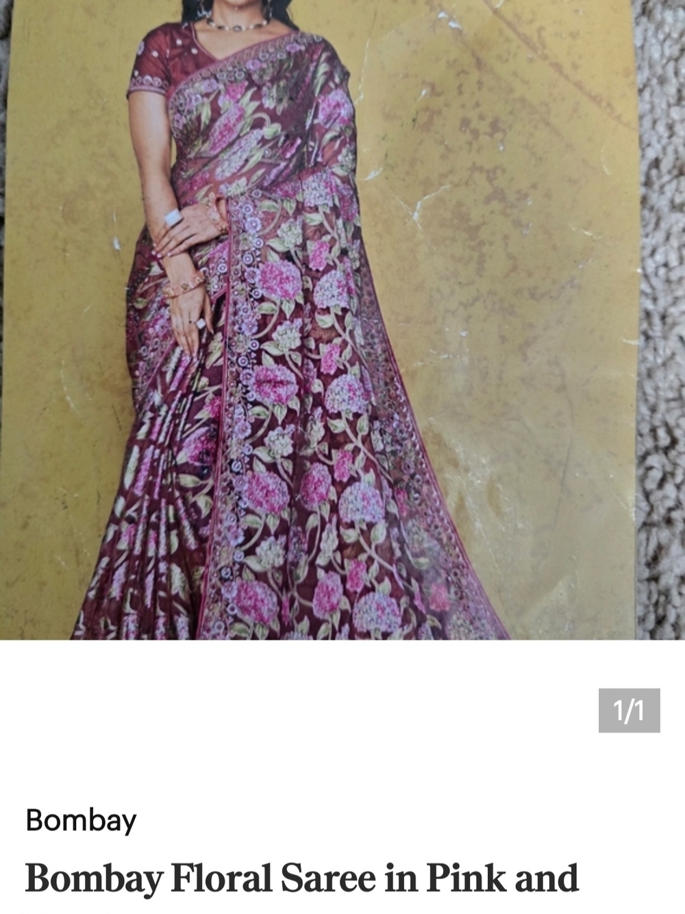 Bombay Pink and Maroon Floral Saree